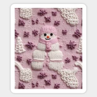 Retro Snowmen Vintage Chrismas Knitted Pattern Sticker